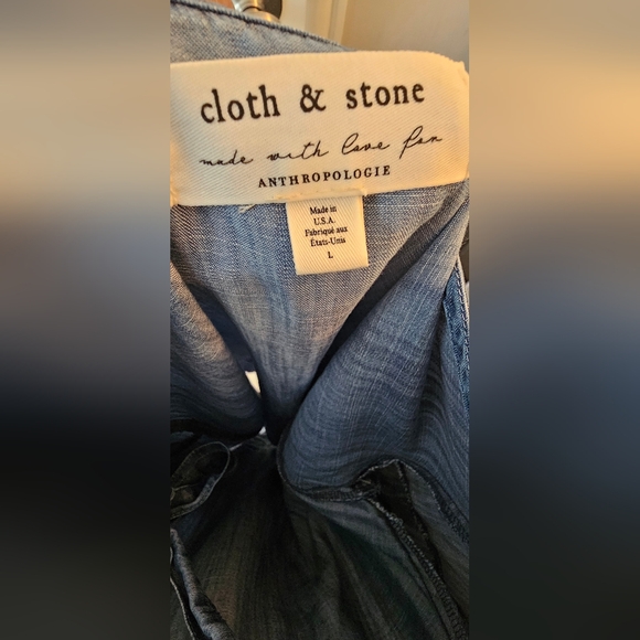 NWT Anthropologie Cloth & Stone denim dress with bow on back (size L) - Picture 8 of 8